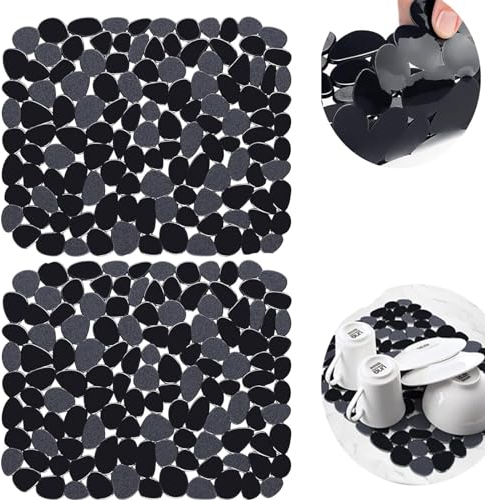 ORFCP 2Pcs Spülbeckeneinlage für Küche und Bad, Edelstahl Spülbecken Schutzmatte, praktische Spülbeckenmatte aus PVC für die Küche, Spülbecken Schutzmatte für Geschirr und Becken, Schwarz