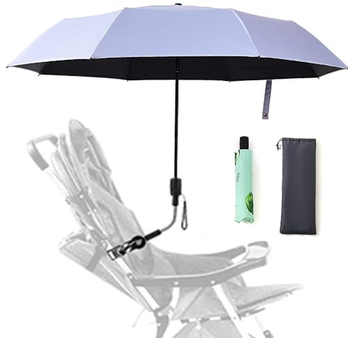 Nakazawa Pram Umbrella,Pram Parasol uv Protection, With Umbrella Clip Fixing Device, UPF 90+ UV Protect Pushchair Sun Parasol (Silver)