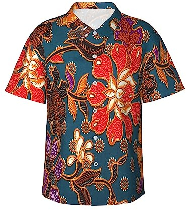 Chemise Hawaienne Homme Batik Malaisien Et Indonésien Casual Hawaii Chemise Absorbant Personnalisée Chemises A Manches Courtes, pour Exercer, Golf, La Course À Pied