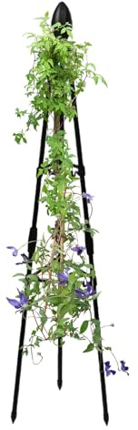 Dmuzsoih Metallträdgårdspalidare, svart obelisk rost, trädgårdsspalier klätterväxter, rankton metallspets, växtstöd för klätterväxter och rosor, fristående rankpelare för trädgård