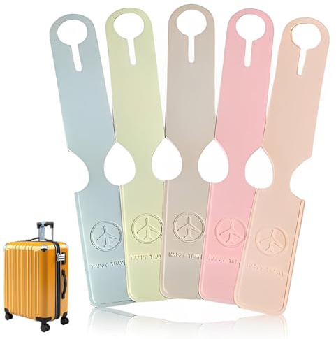 Étiquettes de Bagage, 5 Pcs Étiquettes d'Identification de Valise, Étiquette de Voyage Conception de Ruban Réglable, Pour Marquer Les Sacs à Main, Valises, Cartables, Sacs de Voyage