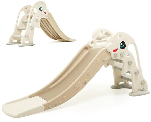 Baby Vivo Kinder Rutsche Delfin - für Indoor & Outdoor - Kinderrutsche Gartenrutsche Kleinkinderrutsche abgerundete Ecken & Kanten aus Kunststoff - Braun