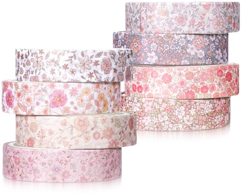 Zyghjort 8 rullar Washi Tape Set, retro maskeringstejp små blommor washi tejp set dekorativ tejp färgglad journaling tillbehör för scrapbooking skräpdagbok gör-det-själv-dagbok gåva