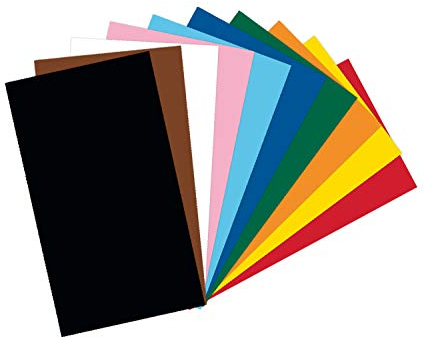 folia 61/50 09 - Fotokarton Mix 50 x 70 cm, 300 g/qm, 50 Bogen sortiert in 10 Farben ,zum Basteln und kreativen Gestalten von Karten, Fensterbildern und für Scrapbooking