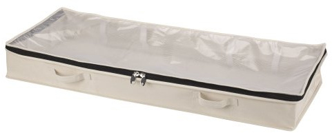 Household Essentials Cedarline Under Bed Storage Bag, Heavy-Duty Cotton Canvas, Textured PEVA Top with Durable 3-Sided Zipper, Front Handles, Foldable, Space-Saving, Natural
