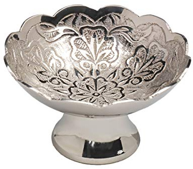 NKlaus rökskål mässing rökare 8 cm diameter dekorativ skål rund silver 7527