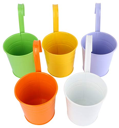 DOITOOL 5pezzi Vasi Da Fiori Appesi in Metallo Fioriera Sospesa Per Balconi e Giardini Secchio Di Metallo Per Piante Da Giardino Colori Misti