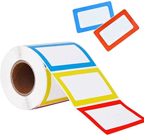 Namensaufkleber Etiketten, Namensschilder Farbige Selbstklebeetiketten geeignet für Küche, Kinderbekleidung, Schule und Büro,89 x 57mm(1Rollen/200 Sticker)