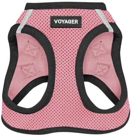 Voyager Step-In Air Hundegeschirr by Best Pet Supplies - All Weather Mesh Step in Vest Harness für kleine und mittlere Hunde, Rosa / Schwarzer Rand, size S - Brust 37-40 cm