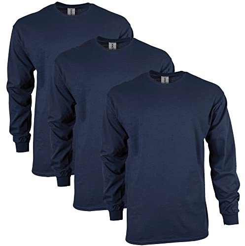Gildan herr Ultra långärmad T-Shirt i bomull, stil G2400 (3-pack)