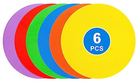 WildTracks 9 inch Spot Markers Flat Field Cones, Non Slip Rubber Agility Markers Flat Field Cones for Soccer Basketball Sports Speed Agility Training （6 pcs）