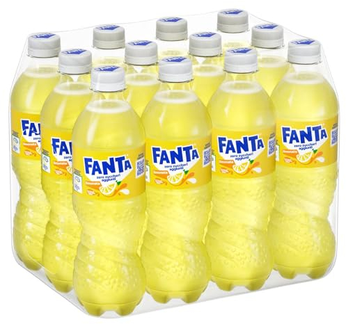 Fanta Limonata Senza Zuccheri Aggiunti – 12 Bottiglie 450 ml, con “Succo di Limone di Siracusa IGP”, Bottiglia PET 100% Riciclabile, Gusto Rinfrescante, Bevanda Analcolica Frizzante