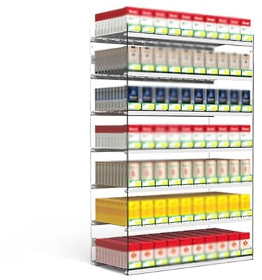 LVLDAWA Cigarette Display Holder, Acrylic Material Matchbook Display Case, Trapezoidal Multi-Layer Cigarette Rack for Market Store(43.5X28.4X98-100cm)