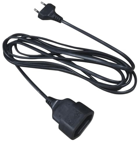 Prolongación eléctrica económica Negra 2m, 2x0,75mm, Ideal para conectar Dispositivos y Extender el Alcance de Corriente.