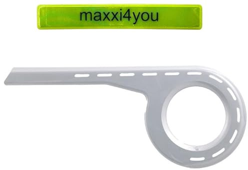 Hebie Fahrrad Kettenschutz 380 E2 Ø 219 mm 44-48 Zähne Silber inkl. maxxi4you Reflexband