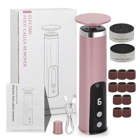 Removedor eléctrico de callos de pies, eléctrica de pies dura, raspador de 2 en 1, de piel muerta, removedor eléctrico de callos de pies con 6 velocidades ajustables para hombres