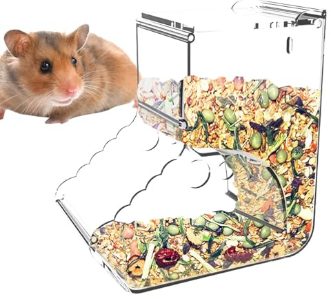 Dispensador de Alimentos para hámster, Jaula de hámster, alimentador de 400 ml, dispensador automático de acrílico para hámster Enano, para Jaula de Mascotas para erizos, Hurones, Ratones