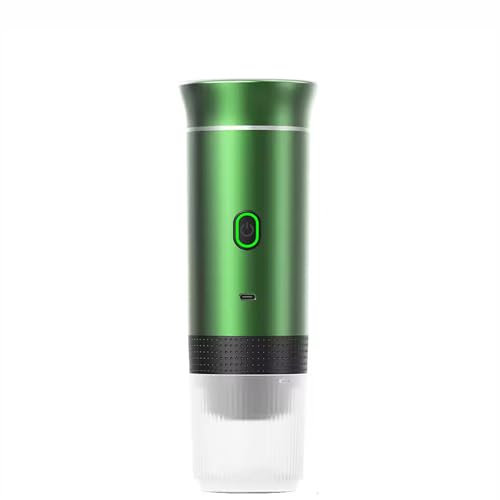 AMAZTECH Macchina da caffè portatile espresso 3 in 1 – compatibile con capsule universali NS DG e caffè macinato, schermo LCD, ricaricabile, wireless, compatta per viaggi, campeggio e casa (verde)