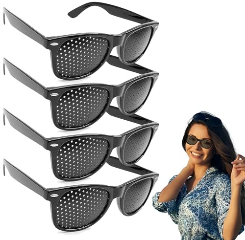 Kabwea 4 pièces lunettes à trous avec monture noire claire, lunettes de soleil pour femmes, lunettes à grille, lunettes à trous