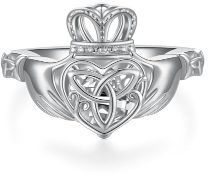 Anillos Claddagh para mujer 925 plata esterlina corazón celta corona diamante promesa anillo joyería irlandesa regalos