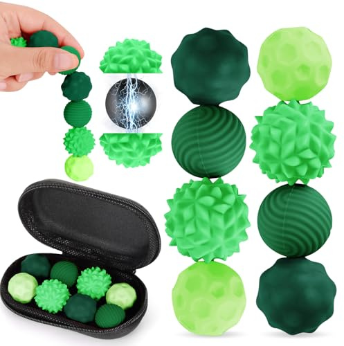 8 Piezas de Juguetes Magnéticos Anti-Estrés, Bolas Sensoriales Magnéticas VICTERR, Juguete de Silicona para Aliviar el Estrés, Juego de Bolas Magnéticas para Adultos y Niños Verde