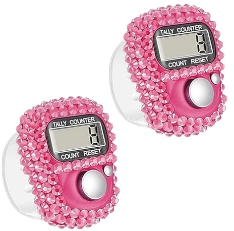 Lot de 2 compteurs de doigts électroniques roses - Pratique et portable - Affichage numérique - Mini compteur de tours réinitialisable pour accessoires de golf