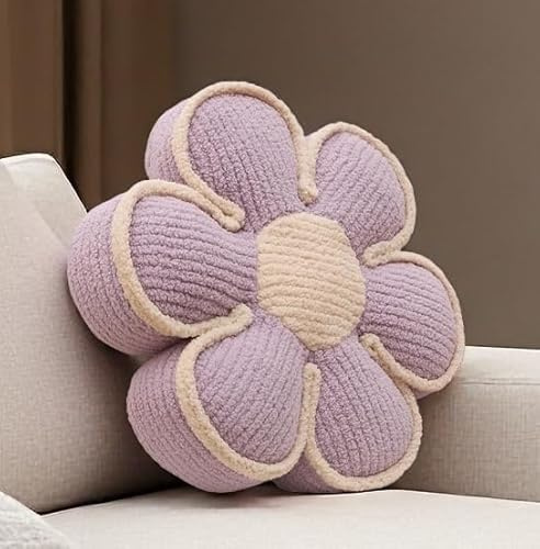 Aryan Flower Throw Pillow, Floor Cushion Seat Cushions 16In Cute Decorative Pillows for Teen Girls Room Bedroom Decor Sofa Couch Chair Bed Aesthetic (Lavender)