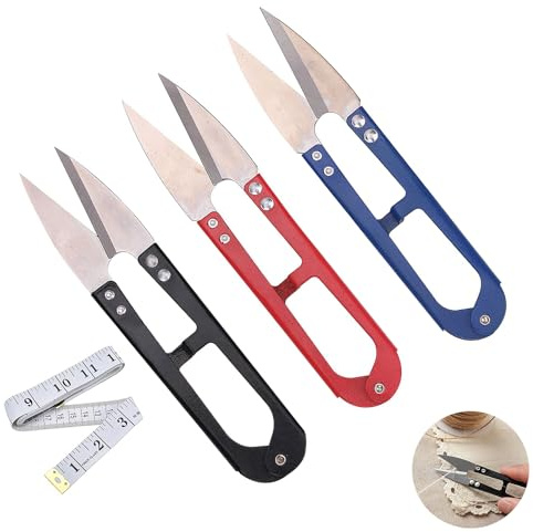 3 PCS Small Scissors, Sewing Scissors, Thread Snips, for Plants,DIY Supplies,Stitch Embroidery,Knitting,Crafts,Fabrics Cutting(Red/Blue/Black)