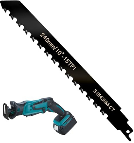 Säbelsägeblatt Stein 240mm, Stichsägeblätt Hartmetallstahl Sägeblätter, Holz Stein Sägeblatt für Ziegel Beton Zementplatte, kompatibel mit Einhell usw.