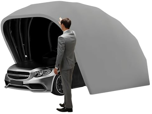 Garage Pieghevole per Auto, Tettoia per Auto Telescopica Portatile con Serratura, Telescopico Tenda per Auto Mobile da Esterno, Resistente a Pioggia e Neve, per Auto, SUV