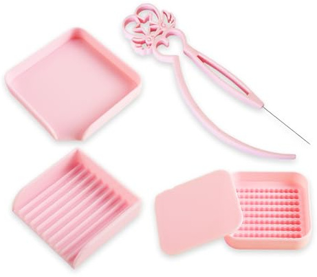 TARGONIX Juego de accesorios de cuentas para planchar en color rosa con bolígrafo y pinzas, herramienta de cuatro piezas para niños para manualidades en casa o en el aula para hacer formas y abalorios
