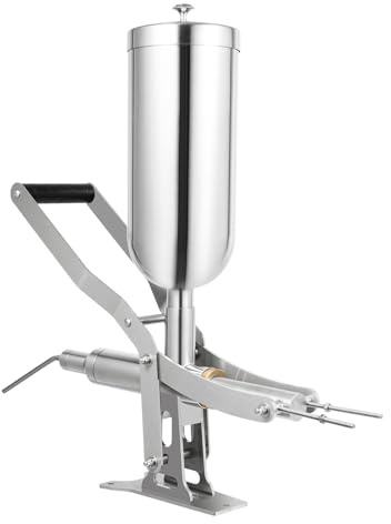 Macchina di riempimento manuale a ciambella, 5 l, acciaio inox 304, argento con 4 ugelli per torte e pasticcini, 60 x 65 cm