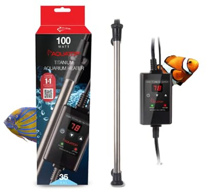 Aquatop Titanium Heater with Controller - Fully Submersible - Adjustable Temperature - for Turtles & Large Fish for Turtles & Large Fish - TH-C100