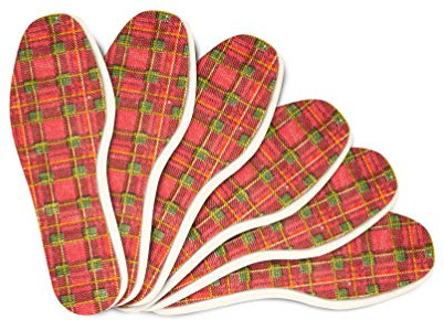 6 Par Pack Tartan Sko Innersulor Set för Män och Kvinnor | Bekväma Skoinlägg för Daglig Användning | Unisex Skosulor med Snygg Tartan Design | Kaps (43 EUR / 9 UK Män)