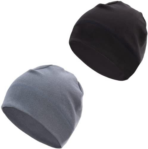 RLSFV Laufmütze Herren Damen Sportmütze Mütze Thermo Komfortabel Übergangs Mütze Hohe Elastizität Winddicht Funktionale Mütze Unisex Farbe: 2 Pack (Schwarz+Grau)
