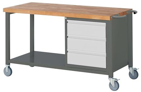 STIER Fahrbare Werkbank Premium mit 3 Schubladen BxTxH 1500x700x880 mm
