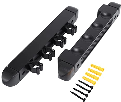 Sudemota Billard-Queue-Rack Aus Hartholz mit 4 LöChern, ein der Wand Befestigt, Pool-Queue-Rack, 6 Clips, Billardhalter, ZubehöR