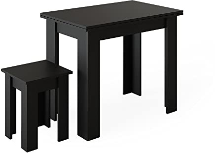 Vicco Dining table with chair Roman, Black, 90 x 60 cm | suitable for space-saving corner solutions in dining areas