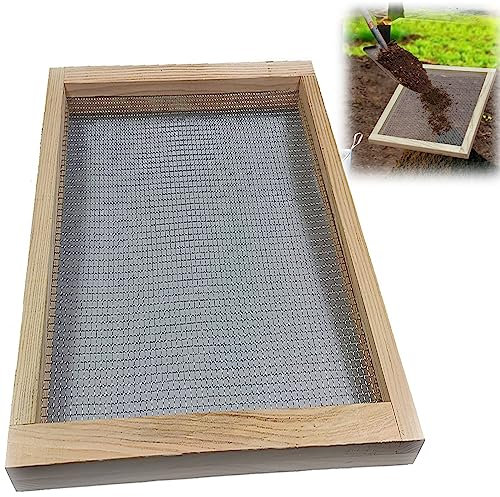 Tamiz de suelo de jardín,Tamiz de Grava de Madera Maciza Y Tamiz de Malla para Compost Tamiz de Suelo de Madera herramienta de jardinería de malla para rocas, suelo superior, musgo de turba (50x44)
