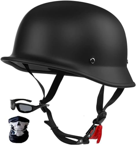 Erwachsene Herren Und Damen Retro Motorradhelm, Rollerhelm Halbschalenhelm ECE-Zulassung, Jet-Helm Mit Sonnen-Visier, Roller-Helm Für Im Edlen Vintage-Look (S-XL) 1,55-62cm