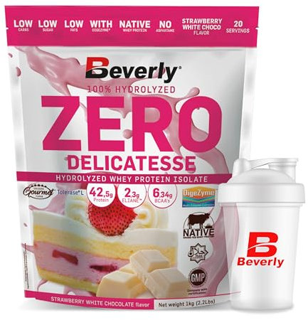 Beverly ZERO DELICATESSE | 1 Kg | Proteína Hidrolizada Whey al 85% | Con Digezyme y Tolerase (CHOCOLATE BLANCO FRESA)