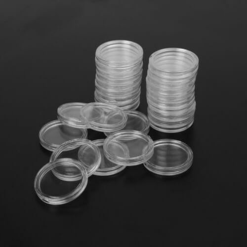 HEIBTENY Pack of 100 Coin Capsules 28 mm Transparent Plastic Coin Sleeves Storage Capsules for Collecting Coins, I3FEAM3O9MEW6M69931L6U2LJ0X