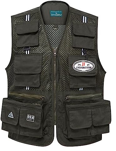 KBOPLEMQ Outdoor Weste Herren Angelweste mit vielen praktischen Taschen Tarnung Wandern Gilet Fotoweste Jagdweste Reiseweste Arbeit Reise Ärmellos Jacke Weste Herren Sommer Anglerweste