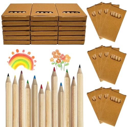 XingyLi 30 Boxes of 6 Mini Colored Pencils, 180 Small Colouring Drawing Pencils Set, Party Bag Colouring Pencils Gift, 8.7 cm Length Multipack Drawing Set for Classroom School Home Wedding Birthday