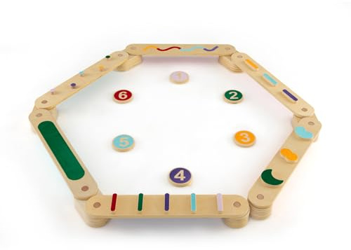 GYMAX Trave di Equilibrio in Legno, Giocattolo Montessori con Pietre per Camminare, Design a Doppia Faccia, Combinazione Libera, Giocattoli per Percorso Ostacolato per Bambini 1+ Anno, Multicolore