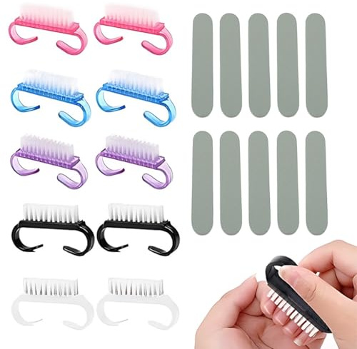 VONJUMA 10 Pcs Spazzolino Unghie Mani Spazzola Per Unghie Manico Spazzola Spazzola Per Pulizia Delle Unghie Lavaggio Di Mani Spazzolino Per Pulizia E Pulizia Delle Unghie Con 10 Lima Per Unghie