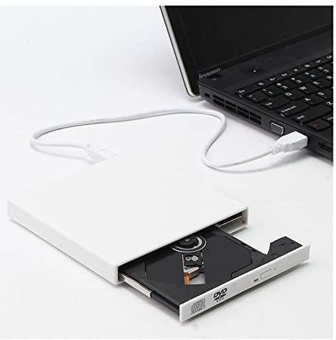 Lettore DVD portatile,Lettore DVD, DVD ROM Unità ottica esterna USB 2.0 CD/DVD-ROM Lettore CD-RW Masterizzatore Lettore sottile Registratore portatile for computer portatile ,per la casa, l'auto(White