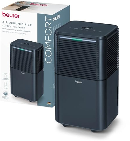 Beurer LE 250 - Deshumidificador eléctrico, 20 l/24 h, con modo automático, ideal para deshumidificación permanente, especialmente silencioso en modo nocturno, contra moho y olores