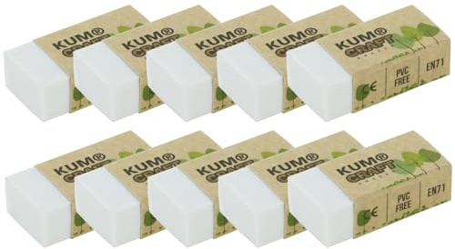 KUM AZ5091116 - Craft suddgummi, hållbart, 10 vita suddgummin