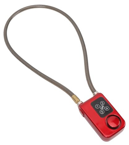 NIZUUONE Bloque de Cadena de Motocicleta Anti -thft sin Llave con una Mayor Alarma de Vibración de Seguridad, Adecuada para Ciclistas, Rojo